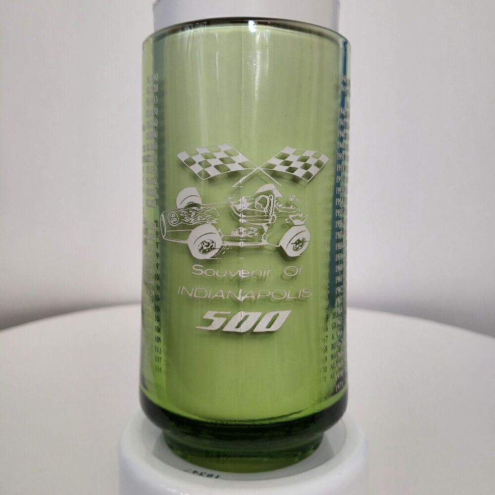 Vintage 1971 Indianapolis 500 Souvenir Glass Beer Mug Cup 1911-1971 Winner List